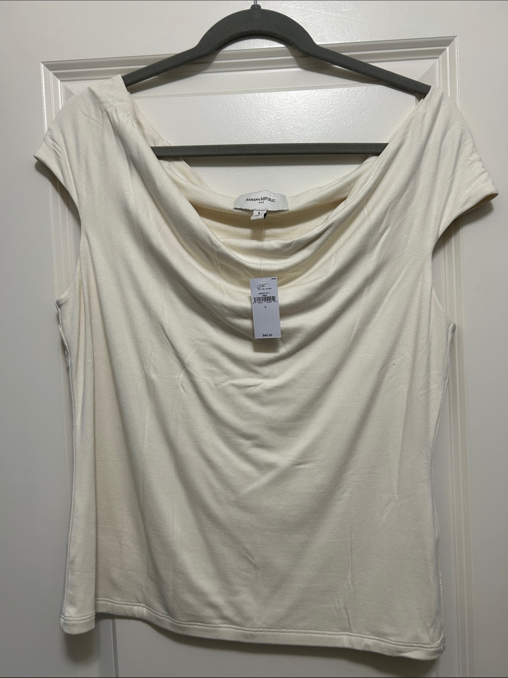Banana Republic Cream Cowl-Neck Cap Sleeve Top